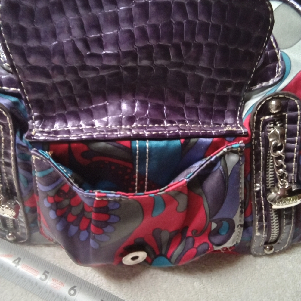 Purse KATHY VANZEELAND Purple Floral-Print Women’s Shoulder Bag - Picture 13 of 16